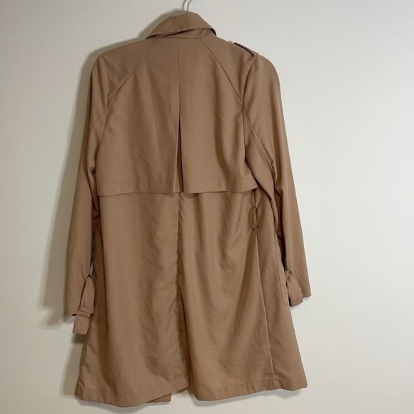 Minimalist Trench Love Tree Open Tan Jacket Longline Utility Oversize Loose Med - Picture 10 of 13